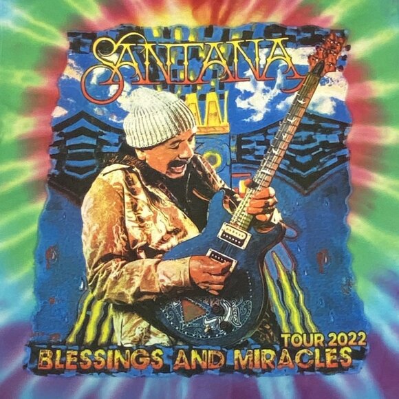 Carlos Santana 2022 Tour Tie Dye Double Sided Graphic L Blessings & Miracles Tee - Picture 7 of 13